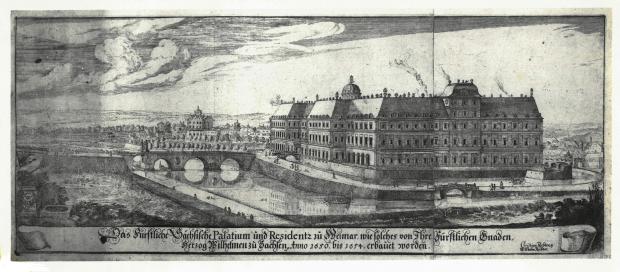 Wilhelmsburg Weimar auf einem Kupferstich von Christian und Wilhelm Richter 1674 