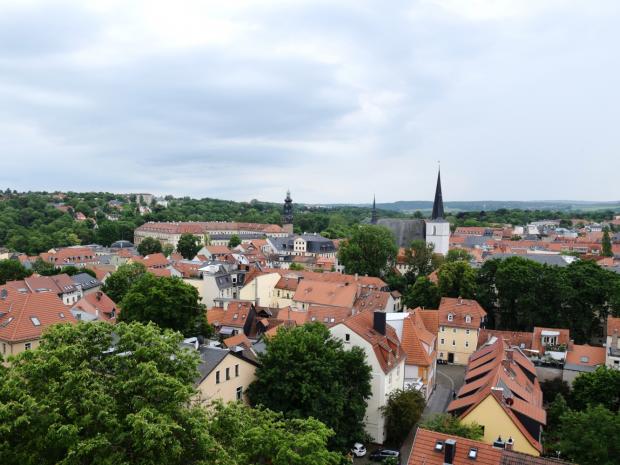 Blick vom Kirchturm der Jakobskirche auf Weimars Altstadt
