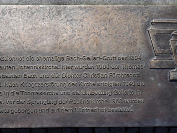 Plakette zur "Bach-Gellert-Gruft"