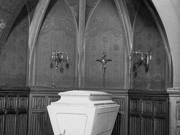 Der 1948 in die Nordsakristei der Thomaskirche überführte "Bach-Sarg"