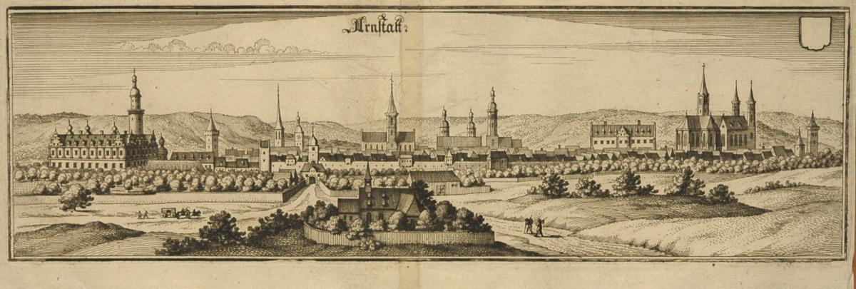 Arnstadt von Norden um 1650. Caspar Merian, Frankfurt am Main (Bach-Archiv Leipzig)
